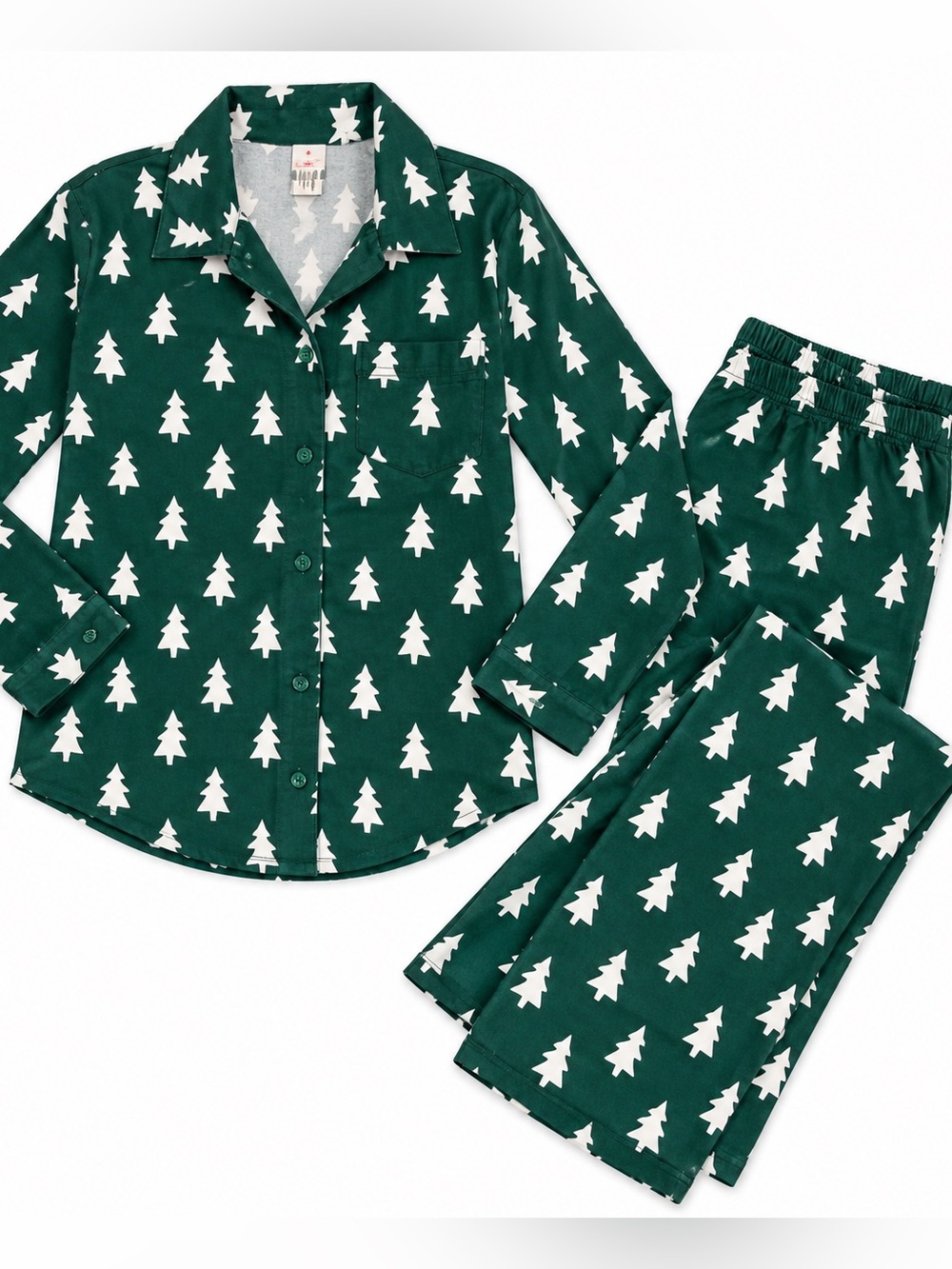 Hannah Andersson Green & Cream Tree Print Pajama Set - Picture 3 of 3